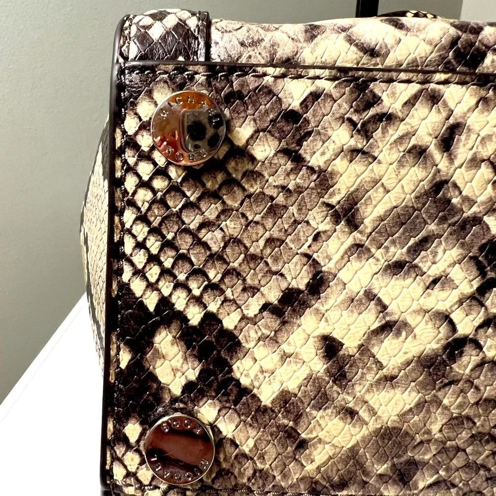 NWT Michael Kors Tina Python Snake Embossed Leather Satchel